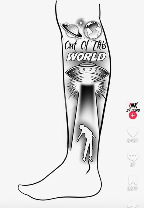 Motivational Sleeve Tattoo, One Leg Tattoo Sleeve, Whole Leg Tattoo Men, Word Leg Tattoos Men, Tattoo Sleeve Designs For Men Ideas, Out Of This World Tattoo Ideas, The World Is Yours Tattoo Leg, Creative Leg Tattoos, Let Tattoo For Men