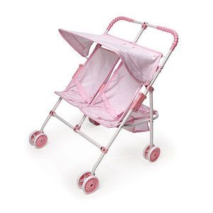 Badger Basket Double Doll Umbrella Stroller, Pink