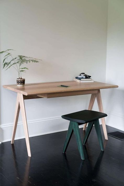 Basic Desk, Simple Wooden Desks, White Oak Desk, Oak Wood Desk, Wooden Desk Chairs, Wooden Office Desk, Scandinavian Desk, Handmade Desks, Small Home Offices