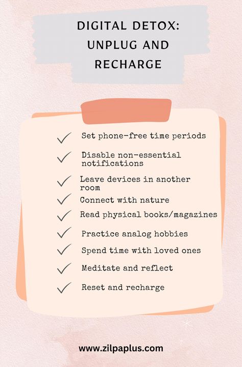 Feeling swamped by the endless ping of notifications? It might be time to step back and take a digital detox. Disconnect from your screens, find your center, and rejuvenate both mind and body. Explore straightforward ways to carve out tech-free moments, minimize interruptions, and dive into offline activities. Enjoy meaningful moments in nature and cherish time with family and friends. Take this opportunity to reflect, reset, and achieve harmony in our tech-driven world. Unplug To Recharge, Phone Reset, Phone Detox, Aa Quotes, Reconnect With Yourself, Detox Tips, Time In Nature, Digital Detox, Find Balance