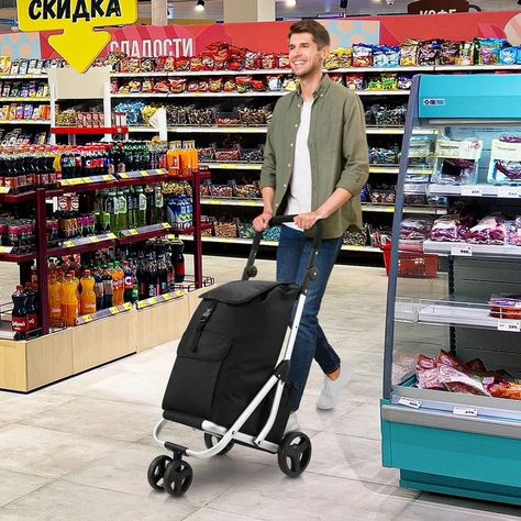 Shopping Cart Trolley Insulation Bag Dolly Aluminium Waterproof Wheeled Storage Foldable Grocery Market Utility Granny Silent Rolling Wheels 45L Now: $69.95 #shoppingcart #trolley #insulationbag #dolly #grocery #market #shop Grocery Market, Market Day, Shopping Trolley, Home Organisation, Shopping Cart, Insulation, Marketing