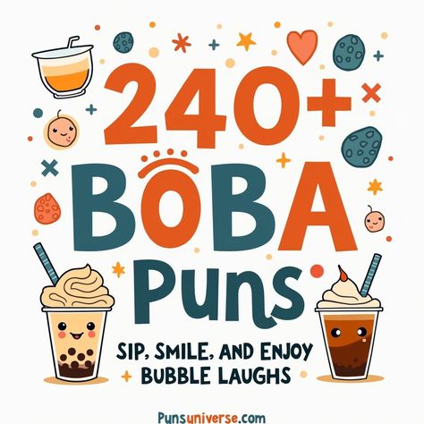 Get ready to sip, smile, and bubble over with laughter! Dive into our collection of 240+ boba puns that will have you cheesin’ like a tapioca ball in your favorite drink! Perfect for bubble tea lovers and pun enthusiasts alike! 🍵😄✨ #puns #bobalove #funnyquotes #bubbletea #drinkpuns #comicrelief #punny Bubble Tea Puns, Boba Quotes Funny, Boba Puns, Moon Puns, Pickle Puns, Tea Puns, Jokes And Puns, Sip Happens, Boba Pearls