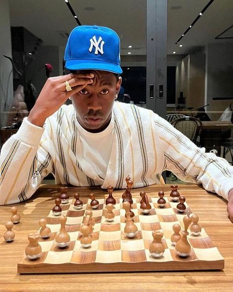 Tyler, The Creator playing chess. Tyler The Creator Wallpaper, Playing Chess, Odd Future, T Baby, February 3, Flower Boys, Young T, American Rappers, Michael J