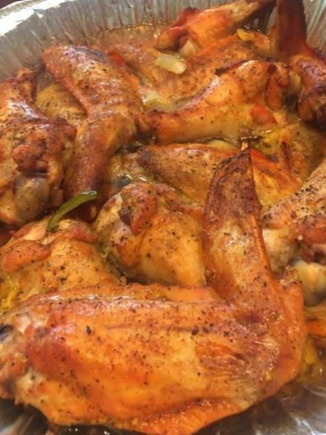 -Turkey Wings : - Delish Grandma's Recipes Fried Turkey Wings Recipe, Bake Turkey Wings Recipe, Turkey Wings Recipe, Wings Recipe Baked, Baked Turkey Wings, Wings In The Oven, Turkey Stock, Fried Turkey, Turkey Wings