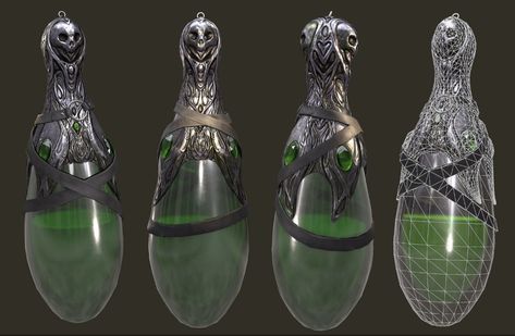 ArtStation - Poison Vial, Juliana Avara-Eggel Poison Vial, Fantasy Objects, Rogue Assassin, Dnd Stories, Game Props, 3d Tutorial, Futuristic Art, Prop Design, Animation Design