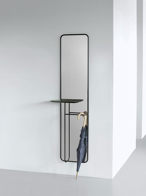 CONCIERGE MIRROR for Caussa - Studio Kowalewski Bathroom Long Mirror, Long Mirror On Wall, Long Mirror Decorating Ideas, Long Mirror In Bedroom, Mirrors In Living Room Ideas, Mirror On Wall, Decoration Hall, Long Mirror, Stainless Steel Cabinets