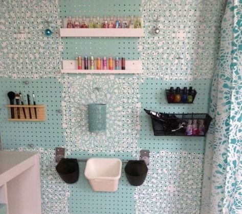 Hang Pegboard, Ikea Loft Bed, Pegboard Kitchen, Custom Shelves, Pegboard Storage, Pegboard Organization, Stencil Vinyl, Custom Shelving, Ikea Bed