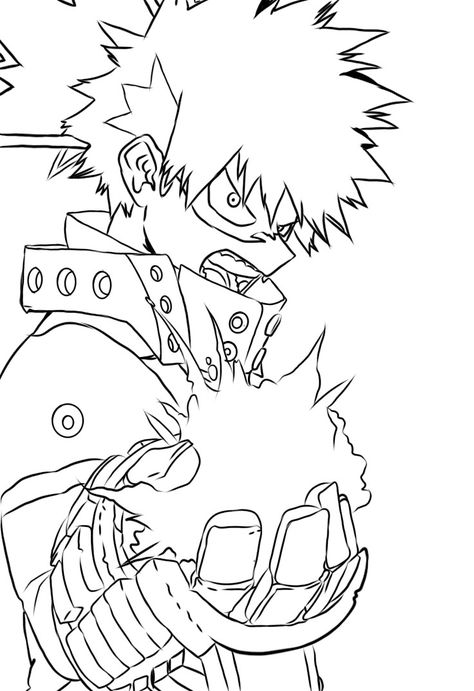 Bakugo Lineart, Mha Coloring Pages, Anime Character Outline, Character Outline, Anime Lineart, Hand Drawing Reference, Naruto Drawings, Adult Coloring Book Pages, Coloring Book Art