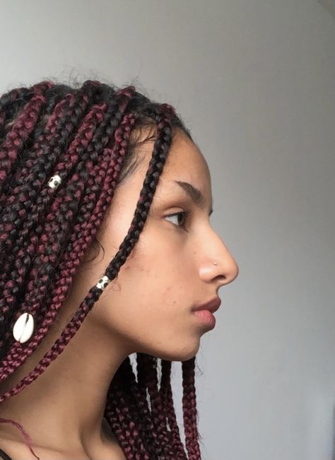 Pretty girl mixed black middle eastern ethnic nose big nose appreciation aesthetic box braids red hair burgundy box braids Native Nose Side Profile, Side Profiles Big Nose, Middle Eastern Nose Side Profile, Arched Nose Side Profile, Hooked Nose Aesthetic, Big Noses Aesthetic, Middle Eastern Nose, Hooked Nose Side Profile, Big Nose Side Profile