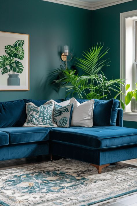 Discover 39+ Ways to Create a Refreshing Blue and Green Living Room Blue And Green Living Room, Timeless Paint Colors, Timeless Living Room, Navy Living Rooms, Teal Living Rooms, Green Living Room, Teal Walls, Blue Furniture, Eclectic Living Room