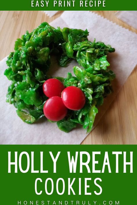 Get into the holiday spirit with our Holly Wreath Cookies! These adorable Christmas cookies are a fun and festive treat that everyone will love. With their bright colors and classic wreath shape, they make a beautiful addition to any holiday spread. Ideal for baking with kids or gifting to friends, this cookie recipe is a simple way to spread holiday cheer and make your celebrations even sweeter. Holly Cookies Corn Flakes, Christmas Holly Cookies, Holly Cookies, Holly Wreaths, Cornflake Wreaths, Classic Christmas Cookies, Kid Friendly Dessert, Oatmeal Cranberry Cookies, No Bake Cookie