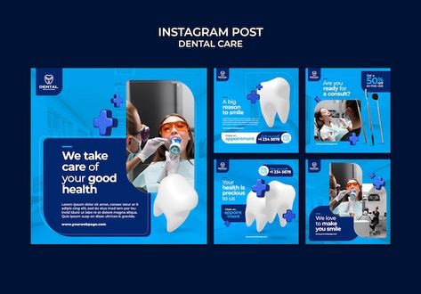 Dental care instagram posts | Free Psd #Freepik #freepsd #dentist-post #dental-post #dental-health #dental Dentist Instagram, Reasons To Smile, Free Psd, Dental Care, Take Care Of Yourself, Make You Smile, Instagram Posts, Health, Instagram