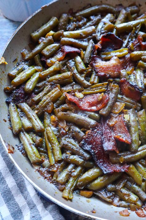 Best Ever Crack Green Beans - Bless This Meal Green Bean Bundle Casserole, Green Beans And Cottage Ham, Deconstructed Green Bean Bundles, Unbundled Green Beans Recipe, Paula Deen Green Beans, Flavorful Green Beans, Green Bean Bacon Recipe, Can Green Beans With Bacon, Cracked Green Beans With Bacon