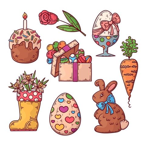 Hand drawn easter element collection Pre... | Premium Vector #Freepik #vector #hand-drawn #holiday #easter #elements Easter Elements, Easter Drawing, Easter Vector, Easter Drawings, Journal Elements, Stickers Ideas, Hand Drawn Arrows, Easter Illustration, Arrow Drawing