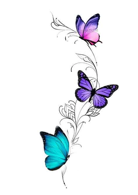 Butterfly Tattoos Images, Colorful Butterfly Tattoo, Sunflower Tattoo Sleeve, Unique Butterfly Tattoos, Pumpkin Tattoo, Surreal Tattoo, Beautiful Flower Tattoos, Intricate Tattoo, Wrist Tattoos For Women