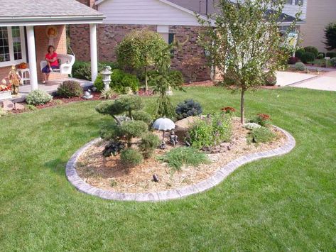 Island Garden Bed, Island Bed, Island Garden, Landscape Curbing, Garden Island, Garden Shade, Small Front Yard Landscaping, Shade Ideas, Tiered Garden