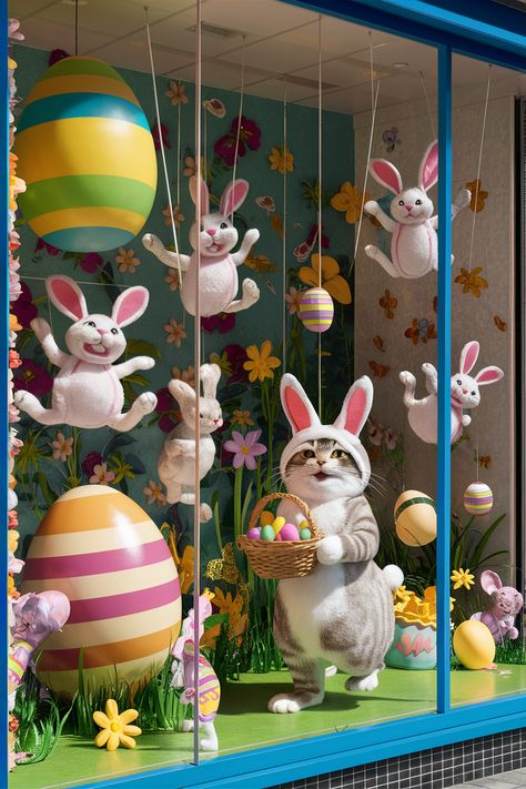 Ready to turn heads this Easter? Discover the quirkiest and most colorful retail display ideas to boost your sales! #homedesigninsider #easterdisplayideasforretail Easter Shop Window Displays, Easter Display Ideas, Retail Display Ideas, Easter Window Display, Easter Giveaway, Easter Window, Easter Display, Easter Event, Visual Merchandising Displays