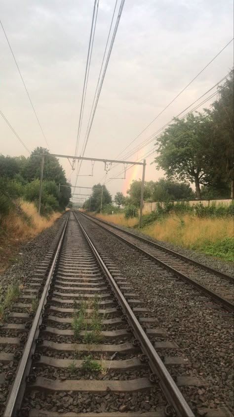 Rainbow Train Rail Train Rails Aesthetic, Train Tracks Aesthetic, Visual Video, Railway Line, Line Photography, Rail Train, Night Rain, Alphabet Images, Rail Road