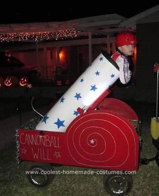 Homemade Human Cannonball Costume: Materials needed:  For Costume: White long-sleeved t-shirt ($3 from WalMart) White baseball pants ($2 from thrift store) Fabric paint: red, blue and silver Human Cannonball Costume, Human Cannonball, Glitter Fabric Paint, Fabric Spray Paint, Cannon Ball, Halloween Circus, Circus Carnival Party, Circus Theme Party, Homemade Costume