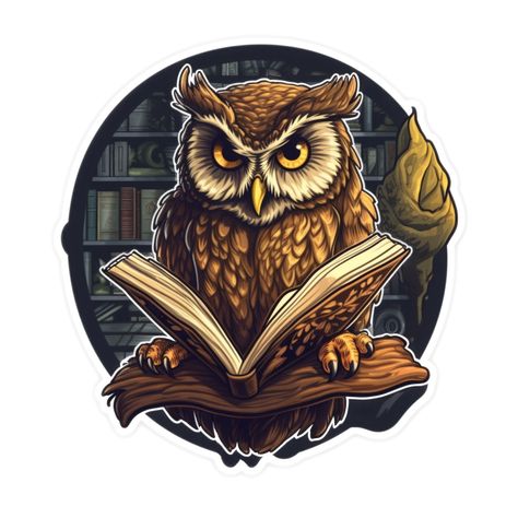 Owl reading a book Owl Reading A Book, Owl Books, Library Design, Reading A Book, Night Owl, The Library, A Book, Top Artists, Science Poster