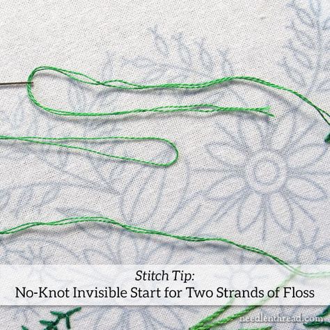 Today, just a quick little stitch tip to start your week off - and hopefully to make your embroidery quicker and easier! Last week, we talked about the back of embroidery projects and I shared three tips to help you keep the back neat when it matters. Among those tips, we looked at how to start a No Knot Embroidery Start, Machine Embroidery Thread, Hand Work Embroidery, Embroidery Stitches Tutorial, Brazilian Embroidery, Hand Embroidery Projects, Learn Embroidery, Crewel Embroidery, Hand Embroidery Design