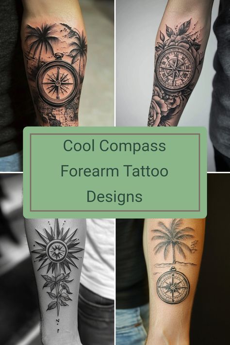 Looking for inspiration for compass tattoos? Check out these unique compass forearm tattoo ideas that blend artistry and meaningful symbolism perfect for symbolizing direction and adventure. Compass tattoos are ideal for those who love exploring and appreciate the journey of life. Whether you want a minimalistic design or an intricate piece with details, we have options for everyone. Discover your next tattoo inspiration by embracing the beauty and significance that compass tattoos can provide for your own story. Compass Forearm Tattoo, Tattoo Forearm Ideas, Vintage Compass Tattoo, Forearm Tattoo Designs, Compass Tattoo Men, Compass Tattoos, Forearm Tattoo Ideas, Timeless Tattoo, Tattoo Forearm