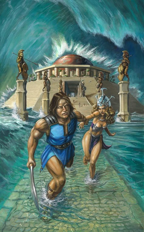 Atlantis People, Lemurian Starseed, Atlantis Art, Lost Atlantis, Ancient Atlantis, Water Ideas, Lost City Of Atlantis, Fiction Idea, Cover Illustration