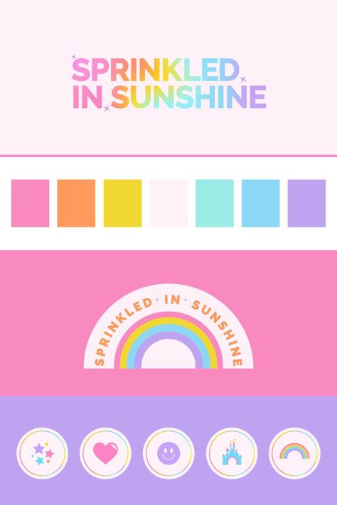 3 Color Rainbow, Pastel Color Logo Design, Cute Small Business Logo Ideas, Magic Kingdom Color Palette, Cute Pastel Color Palette, Logos Color Pastel, Color Palette Girly, Bright Happy Color Palette, Colorful Design Graphic