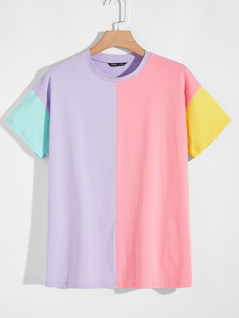 Color Block T Shirts, Pastel Tshirt, Colorblock Tshirt, Color Block Clothes, Two Tone Shirt, Color Block Tshirt, Pastel Shirt, Colour Blocking Fashion, Color Block Shirts