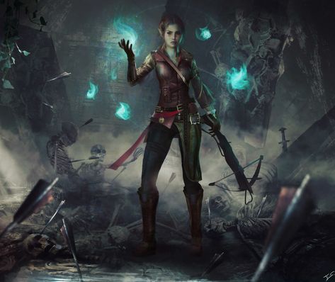 ArtStation - Dungeons & Dragons RP Commission: Tyri, Eddy Shinjuku Dancing Lights spell Magic Crossbow, Crossbow Character, Amazing Hd Wallpapers, Dancing Lights, Art Emotions, Art Cyberpunk, Warrior Girl, Cyberpunk Art, Fantasy Warrior