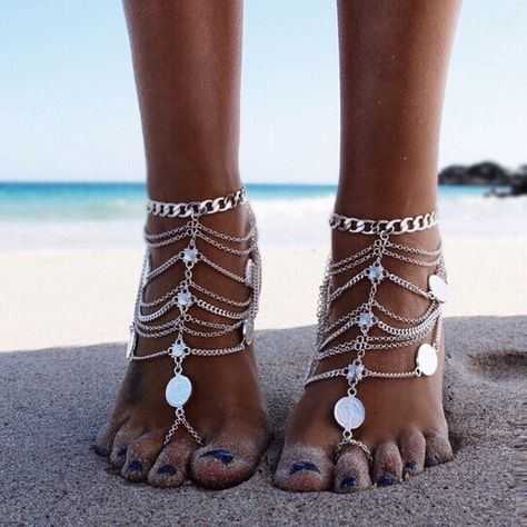 Boho Barefoot Sandals, Tassel Anklet, Coin Anklet, Boho Style Bracelets, Barefoot Sandal, Foot Bracelet, Ankle Jewelry, Anklets Boho, Women Anklets