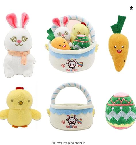 Easter Basket Stuffers: 1*plush easter basket;1*plush eggs;1*rabbit;1*chicken,1*carrot;Suitable for kids with all ages.
SOFT & HUGGABLE: Made from a soft, this Easter stuffed animal features surface-washable construction for easy cleaning. 1st Easter, Easter Plush, Basket Fillers, Easter Basket Stuffer, Animal Baby, Easter Basket, Goodie Bags, Easter Baskets, Stuffed Animal