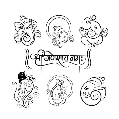 Lord ganesha outline logo and symbol col... | Premium Vector #Freepik #vector #shree #ganesha #lord-ganesha #ganpati Ganesh Clipart Black And White, Ganpati Outline Drawing, Ganesh Ji Simple Drawing, Sketch Of Lord Ganesha, Ganesh Vector Art, God Ganesha Drawing, Ganesha Line Drawing, Ganpati Outline, Ganesh Ji Lippan Art