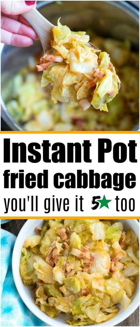 Pressure cooker fried cabbage is amazing! If you love cabbage and bacon you will enjoy this. Love my Instant Pot! #instantpot #instantpotrecipes #pressurecooker #bacon #friedcabbage #cabbage #thetypicalmom Pressure Cooker Cabbage, Fried Cabbage Recipe, Fried Cabbage With Bacon, Instant Pot Veggies, Cabbage With Bacon, Fried Cabbage Recipes, Cake Almond, Bacon Fried Cabbage, Healty Dinner