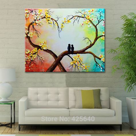 Find More Painting & Calligraphy Information about 3D palette knife texture flower Hand Painted Canvas Oil Painting Wall Pictures For Living Room palette knife happy birds art ,High Quality Painting & Calligraphy from Eazilife Oil Painting on Aliexpress.com Love Birds Painting, Rooms Ideas, 수채화 그림, Trendy Flowers, Painting Flowers, Canvas Art Wall Decor, Hand Painted Canvas, Living Room Pictures, Love Painting