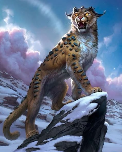 Mythical Animals Fantasy Creatures Art, Animal Fantasy Art, Lion Creature, Rock Creature, Mystical Tiger, Cool Mythical Creatures, Mythical Lion, Fantasy Animal Art, Magic Animals