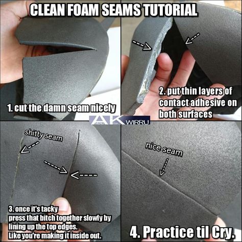 clean foam seams Cosplay Armor Tutorial, Foam Cosplay, Fursuit Tutorial, Mandalorian Cosplay, Foam Armor, Foam Clay, Costume Tutorial, Instruções Origami, Cosplay Armor