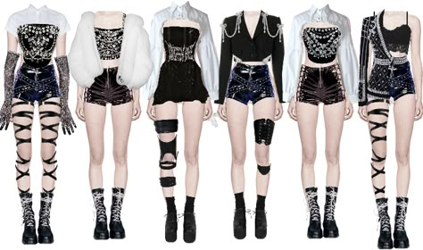 Kpop Group Stage Outfits Ideas, Kpop Group Stage Outfits, Shoplook Outfits Kpop, 6 Member Outfits, Kpop Outfits 6 Members, Stage Outfits 6 Members, K Pop Outfit Ideas, Kpop Girl Outfits, 6 Member Girl Group Outfits