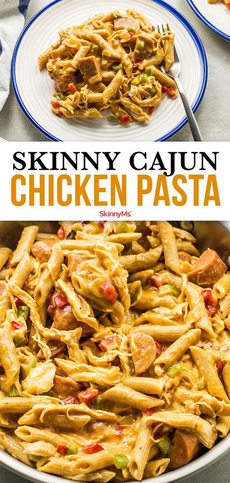 Rotisserie Chicken Low Calorie Recipes, Skinnyms Recipes, Healthy Couple, Chicken Rotisserie, Cajun Chicken Pasta Recipes, Healthy Pasta Dishes, Healthy Pasta, Cajun Chicken Pasta, Cajun Chicken