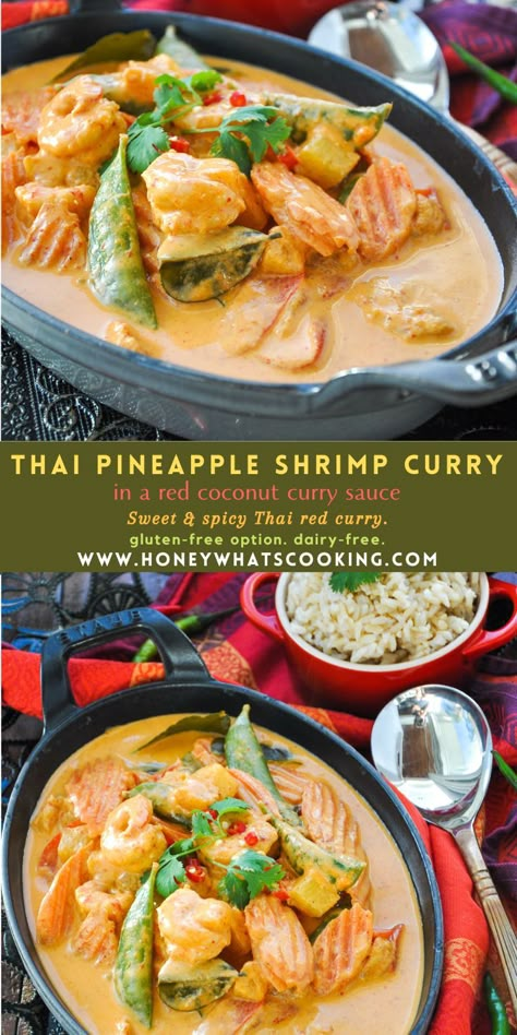 Thai Pineapple Shrimp Curry, Fish Pineapple Recipes, Pineapple Shrimp Curry, Pineapple Puree Recipes, Thai Shrimp Recipes, Thai Pineapple Curry, Pineapple Curry Chicken, Pineapple Recipes Dinner, Pineapple Curry Recipe