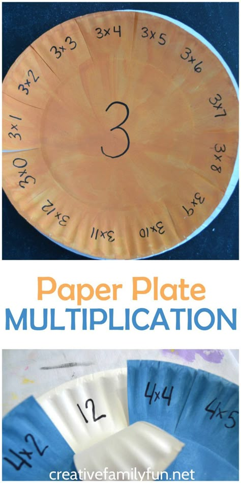 Paper Plate Multiplication Practice Activity - Creative Family Fun Math Facts Practice, Math Fact Practice, Multiplication Activities, Teaching Multiplication, Multiplication Practice, Math Multiplication, Multiplication Facts, Math Methods, Homeschool Math