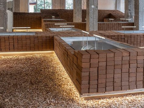 Brick Table, Brick Furniture, Brick Detail, Taiping, Community Space, Reception Design, Cafe Interior, Urban Landscape, Furniture Projects