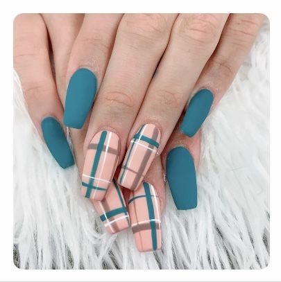 Blue Plaid Nails, Tartan Nails, Plaid Nail Art, Elegant Nail, Plaid Nails, Yellow Nails, Elegant Nails, Pretty Acrylic Nails, Dope Nails