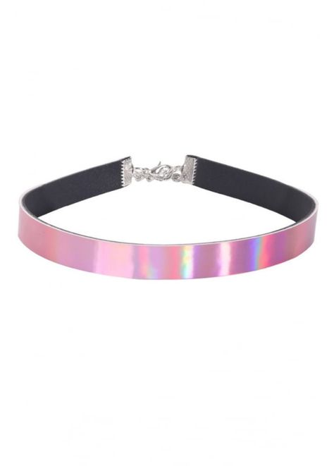 Holographic Choker, Kalung Choker, Handmade Choker Necklace, Pink Choker, Leather Choker Necklace, Chic Necklace, Discount Jewelry, Leather Chokers, Choker Collar