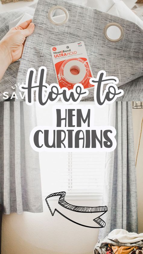 Shorten Curtains, Hem Curtains, How To Hem Curtains, Perfect Curtains, Sewing Classes For Beginners, Curtains Without Sewing, Curtain Tutorial, Sewing Hems, Stylish Laundry Room