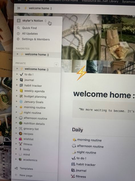 Notion Page Ideas Aesthetic, Aesthetic Notion Inspiration, Notion 2023 Goals, Daily Inspo Aesthetic, Notion Template Ideas Aesthetic Home Page, Home Notion Template Ideas, Notion Ipad Aesthetic, Study Notion Aesthetic, Aesthetic Notion Pages