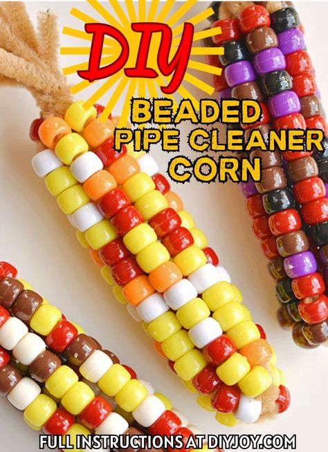 Beaded Corn, One Little Project, Corn Decor, Corn Cob Pipe, Corn Bead, Storytime Crafts, Ayurvedic Healing, Pipe Cleaner Crafts, Ears Of Corn