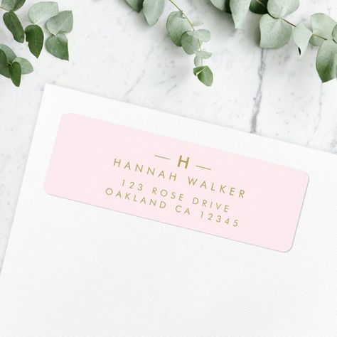 Monogram Blush Pink | Elegant Gold Return Address Label Addressing Wedding Invitations, Wedding Address Labels, Wedding Address, Address Label, Kids Nursery Decor, Free Birthday Invitations, Free Birthday Invitation Templates, Kids Stationery, Return Address Labels