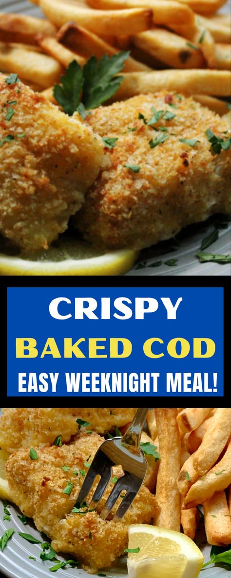 Fresh Cod Recipes Baked Fish, Cod Fish Recipes Panko Oven Baked, Crispy Oven Baked Fish, Baked Cod Recipes Oven Easy Healthy, Panko Baked Cod, Cod Recipes Panko, Baking Cod Fish In Oven, Pacific Cod Recipes Baked, Link Cod Recipes