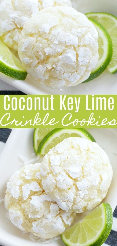 Coconut key Lime Crinkle Cookies  #keylimecookies #coconutcookies #cookierecipes #crinklecookies #intuitiveeating Heavenly No Bake Mini Key Lime Pies, Key Lime Crinkle Cookies, Key Lime Dessert Recipes, Coconut Smell, Lime Dessert Recipes, Key Lime Cookies, Key Lime Desserts, Lime Cookies, Lime Desserts